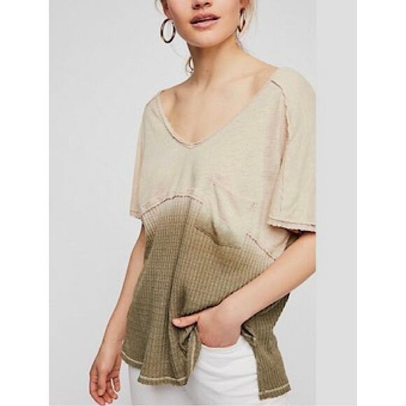 We The Free Free People Women's Sand Combo Sun Dial Tee Top stone Medium - Picture 1 of 9
